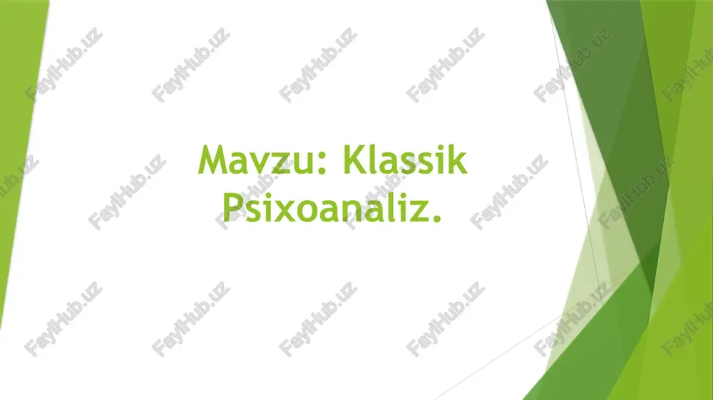 klassik psixoanaliz — PPTX
