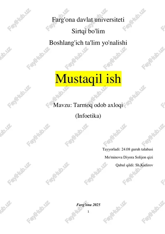tarmoq odob axloqi (infoetika) — PDF
