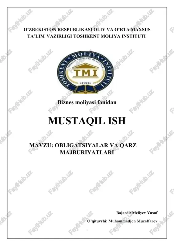 obligatsiyalar va qarz majburiyatlari — DOCX
