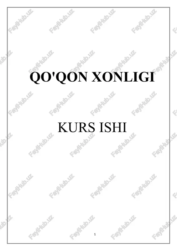 qo'qon xonligi — DOCX