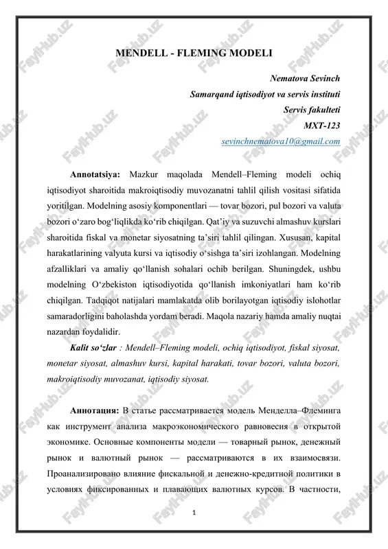 mendell - fleming modeli — DOCX