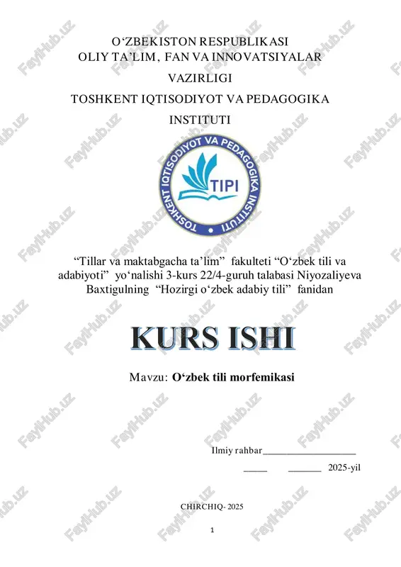 oʻzbek tili morfemikasi — PDF