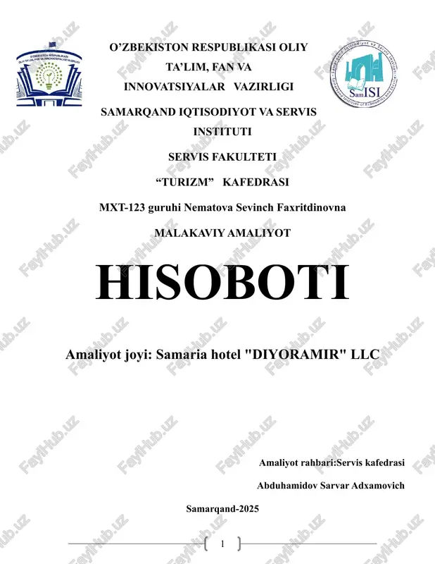 malakaviy amaliyot hisoboti — DOCX