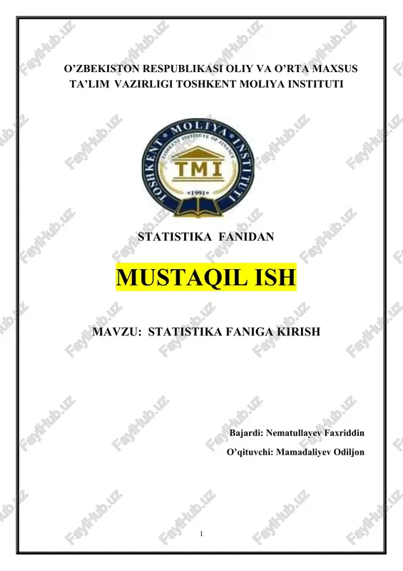 statistika faniga kirish — DOCX