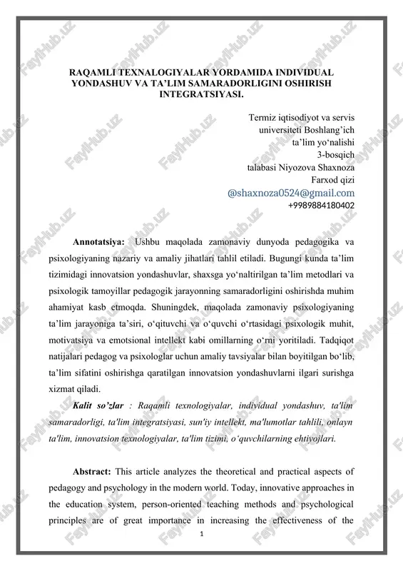 zamonaviy pedagogika va psixologiya — DOCX