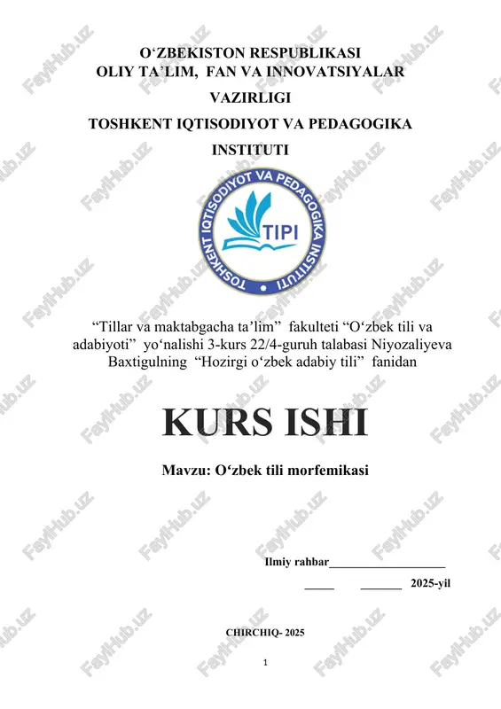 oʻzbek tili morfemikasi — DOCX