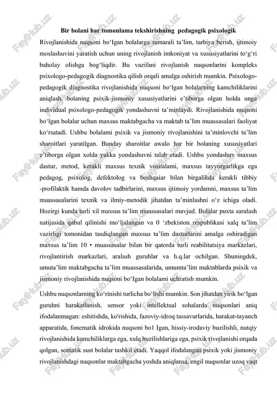 psixologik pedagogik diagnostika — DOCX