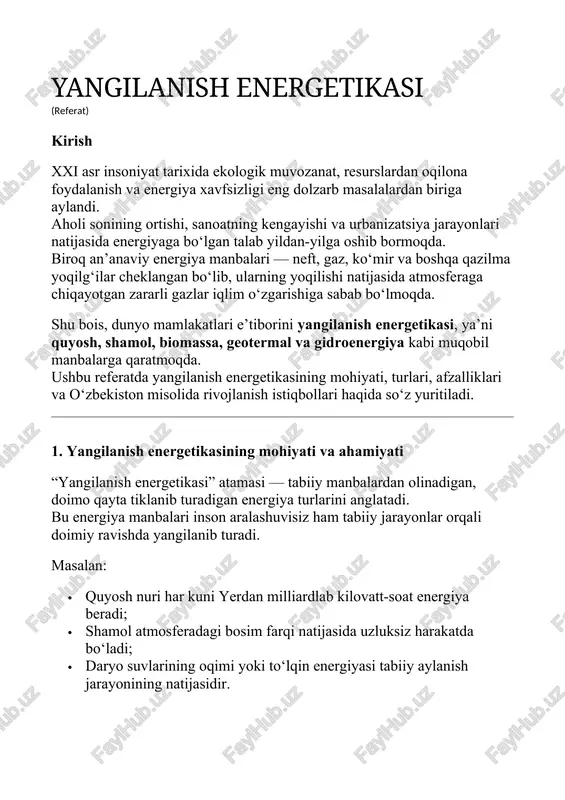 yangilanish energetikasi — DOCX