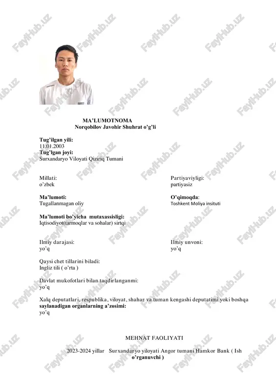 norqobilov javohir shuhrat o’g’li — PDF