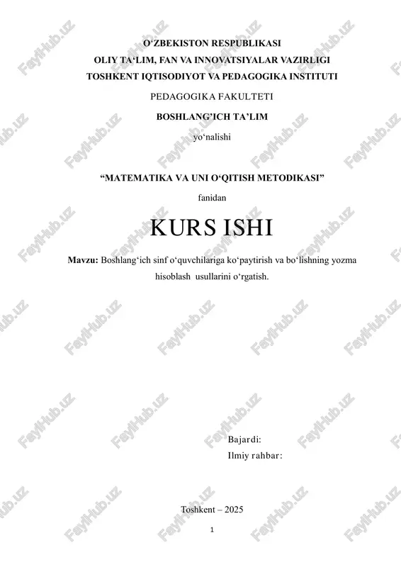 boshlang‘ich sinflarda matematika o‘qitishda og‘zaki va yozma hisoblash metodikasi — PDF