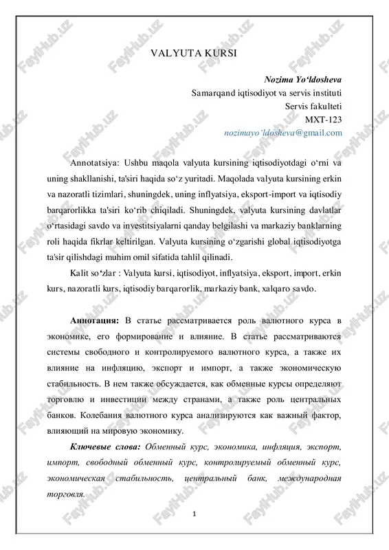 valyuta kursi — PDF