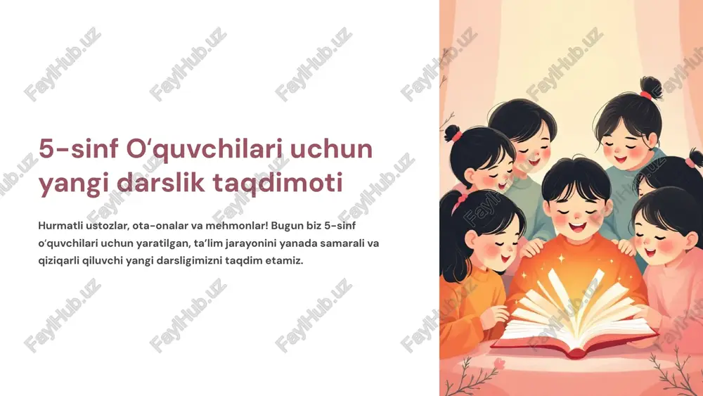 5-sinf oʻquvchilari uchun yangi darslik taqdimoti — PPTX