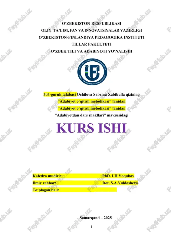 adabiyot o‘qitish metodikasi — DOCX