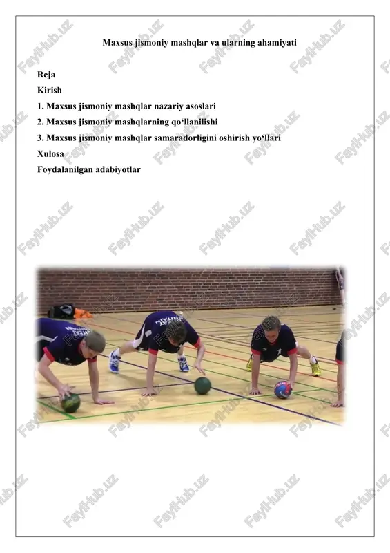 maxsus jismoniy mashqlar nazariy asoslari — DOCX