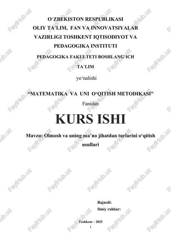 olmosh va uning ma’no jihatdan turlarini o‘qitish usullari — DOCX