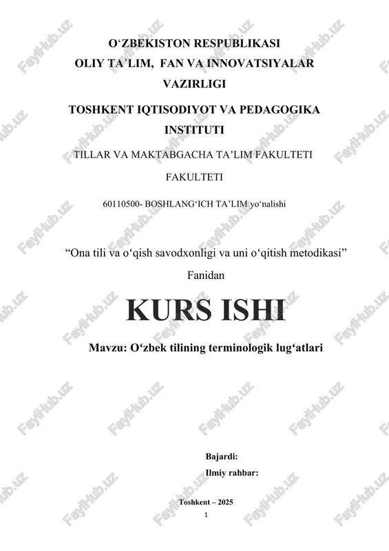 oʻzbek tilining terminologik lugʻatlari — DOCX