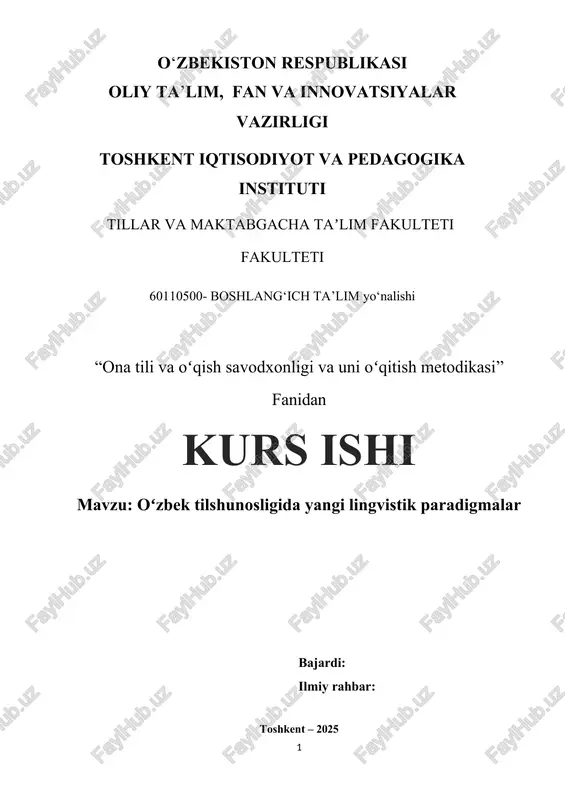 oʻzbek tilshunosligida yangi lingvistik paradigmalar — DOCX