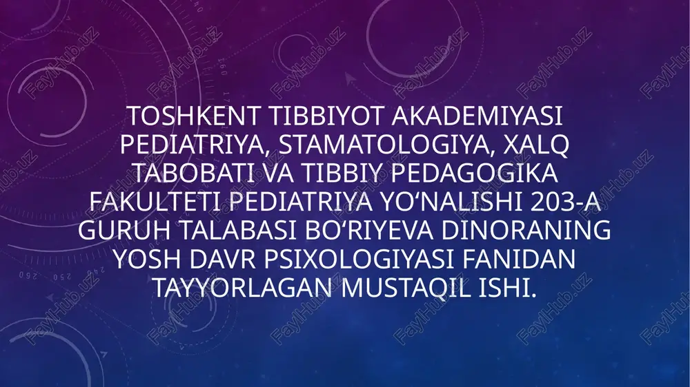 yosh davr psixologiyasi — PPTX