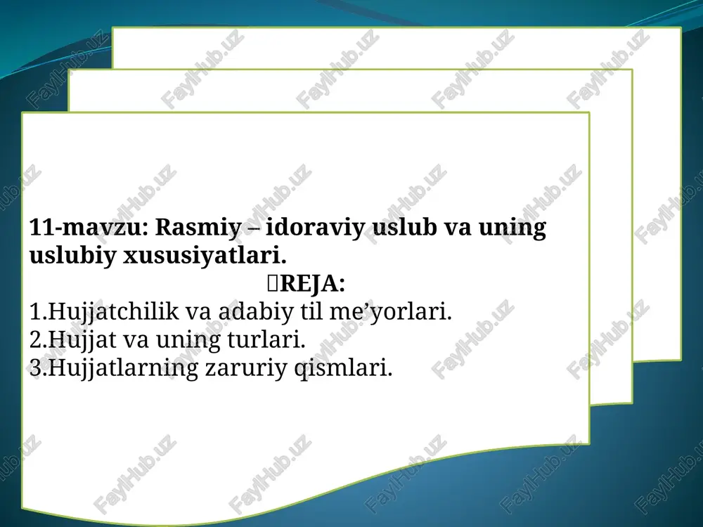 rasmiy – idoraviy uslub va uning uslubiy xususiyatlari — PPTX