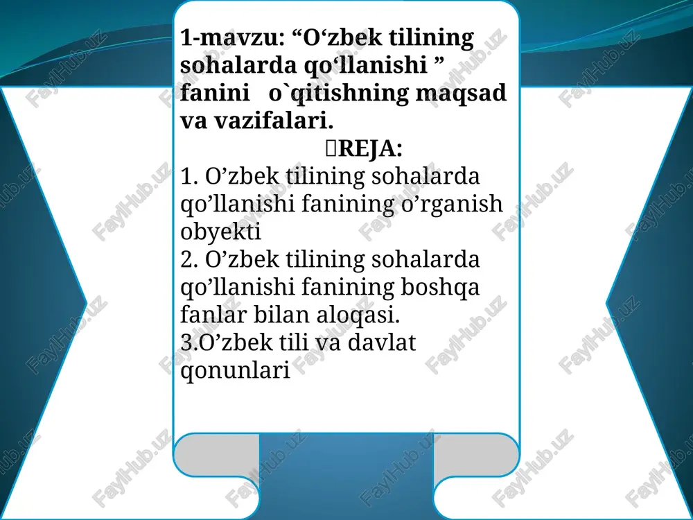o‘zbek tilining sohalarda qo‘llanishi — PPTX