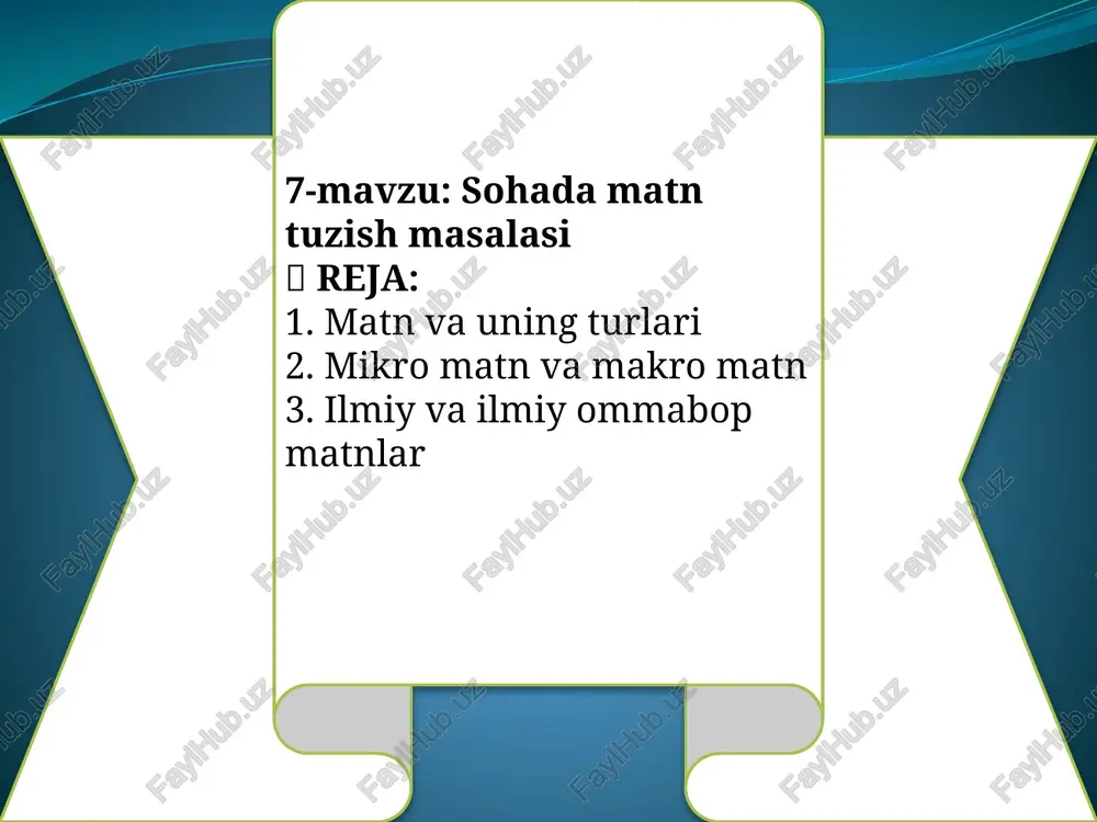 sohadamatntuzish masalasi — PPTX