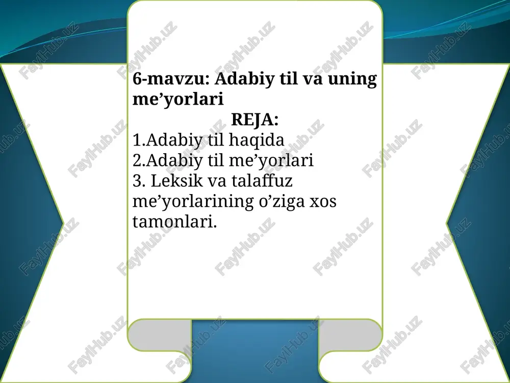 adabiytil vauning me’yorlari — PPTX