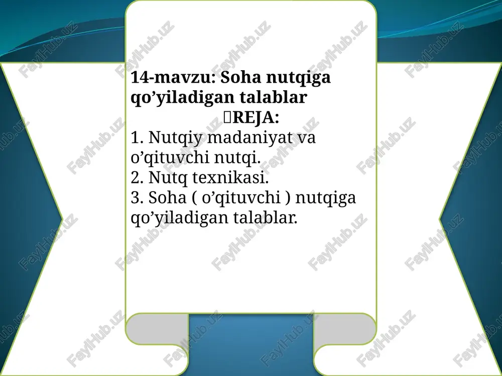 soha nutqiga qo’yiladigan talablar — PPTX