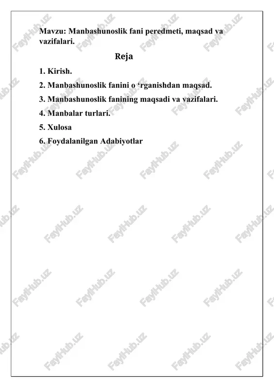manbashunoslik fani — DOCX