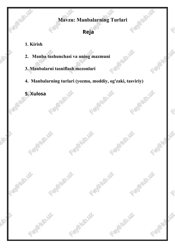 manbalarning turlari — DOCX