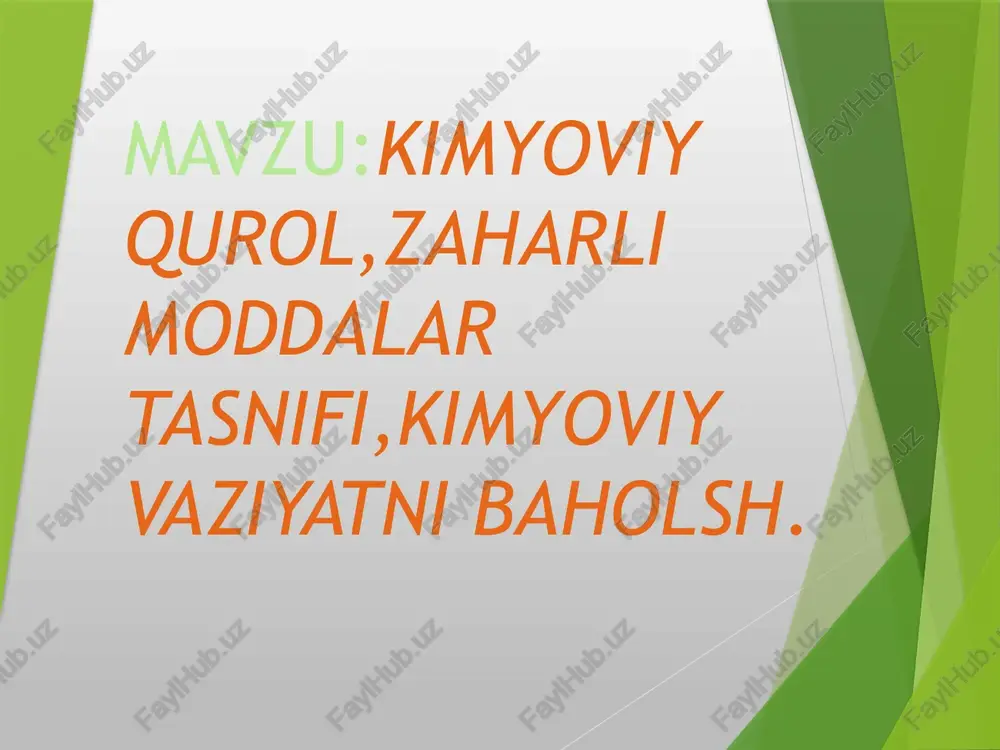 kimyoviy moddalar tasirlari — PPTX