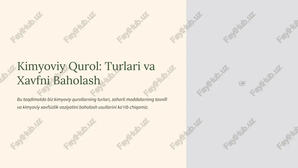 kimyoviy qurol: turlari va xavfni baholash — PPTX
