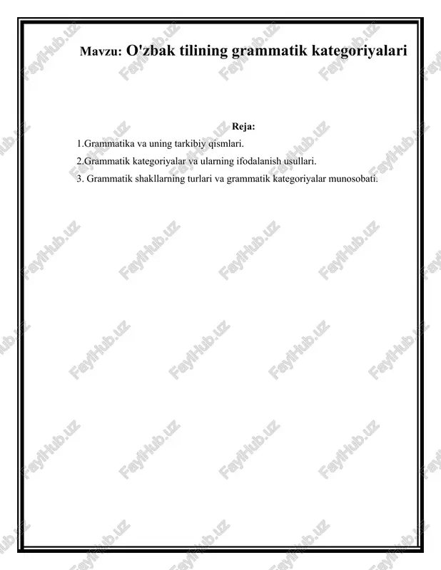 o'zbak tilining grammatik kategoriyalari — DOCX