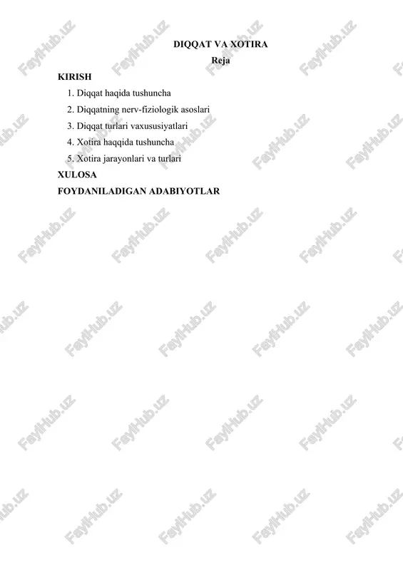 diqqat va xotira — DOCX