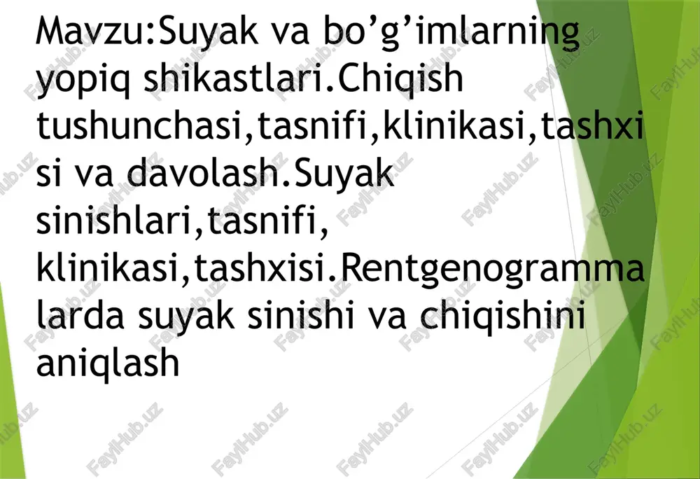 suyakvabo’g’imlarning yopiq shikastlari — PPTX