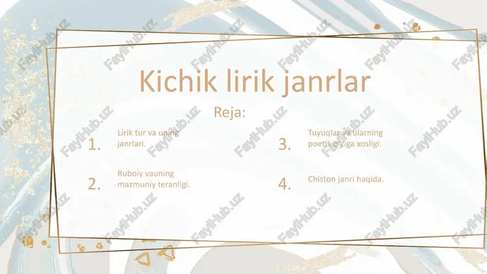 lirik tur va uning janrlari — PPTX
