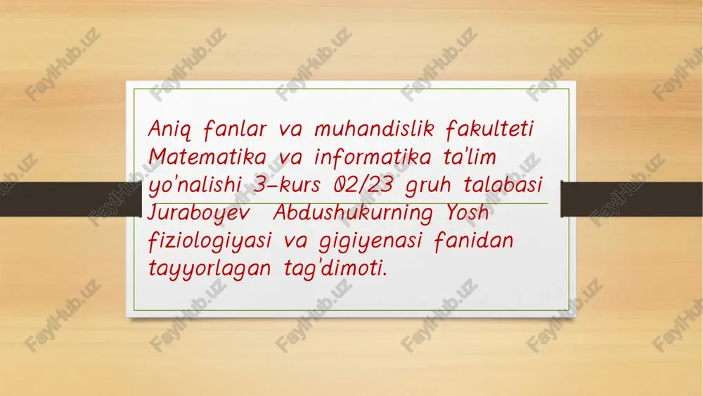 ko‘rish va eshitish organlarining xususiyati va gigiyenasi — PDF