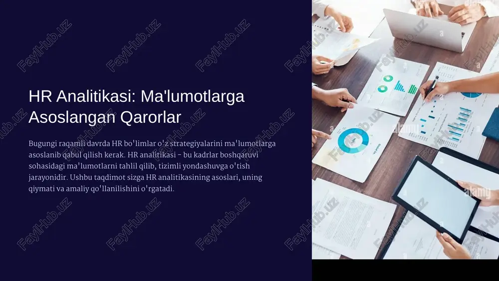 hr analitikasi: ma'lumotlarga asoslangan qarorlar — PPTX