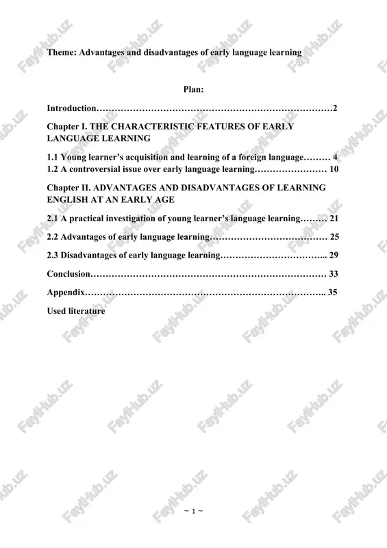 advantages and disadvantages of early language learning — DOCX