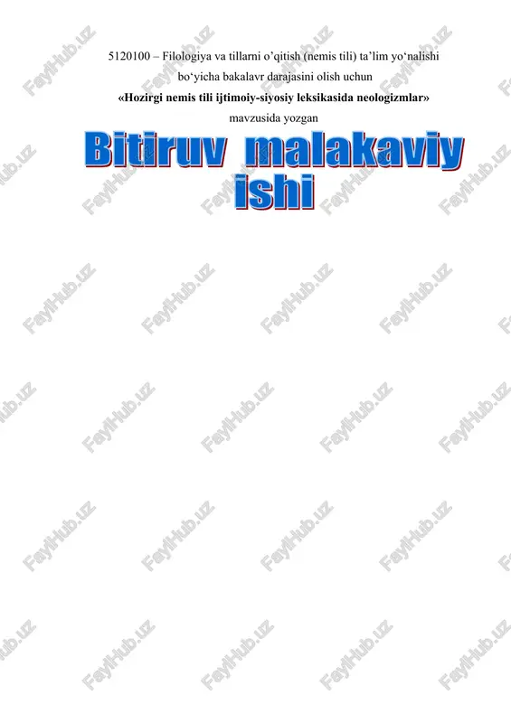 hozirgi nemis tili ijtimoiy-siyosiy leksikasida neologizmlar — DOC