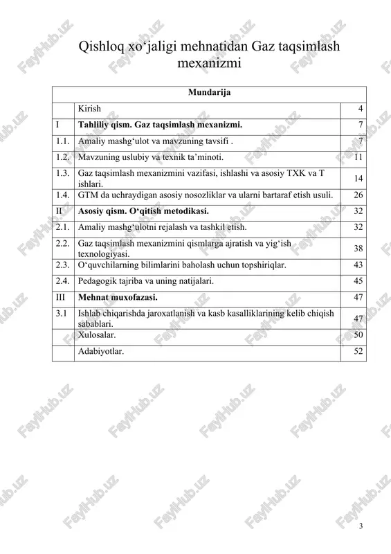 gaz taqsimlash mexanizmi — DOC