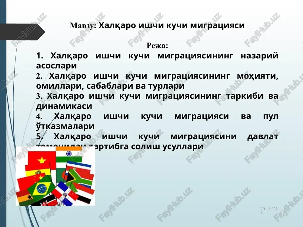 xalqaro ishchi kuchi migratsiyasi — PPTX