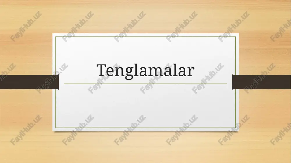 tenglamalar — PPTX