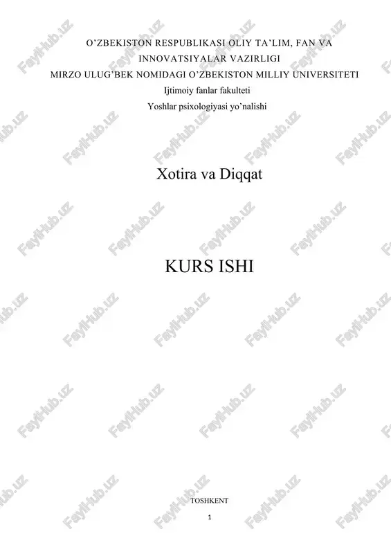 kurs ishi - yoshlar psixologiyasi yo’nalishi — DOCX