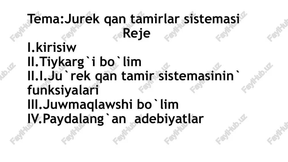 jurek qan tamirlar sistemasi — PPTX