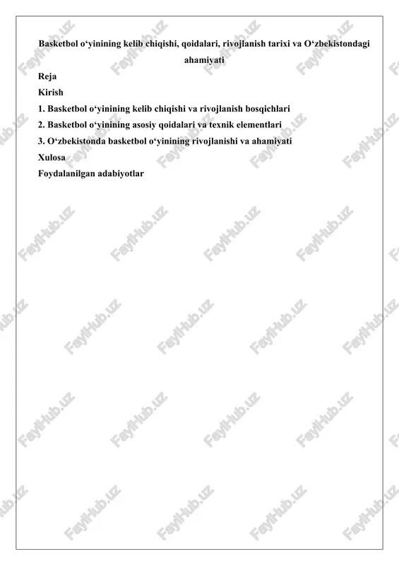 basketbol o‘yini — DOCX