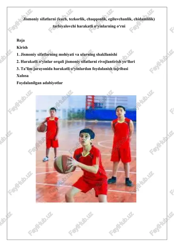 harakatli o'yinlar va jismoniy sifatlar — DOCX