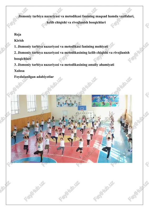 jismoniy tarbiya nazariyasi va metodikasi — DOCX
