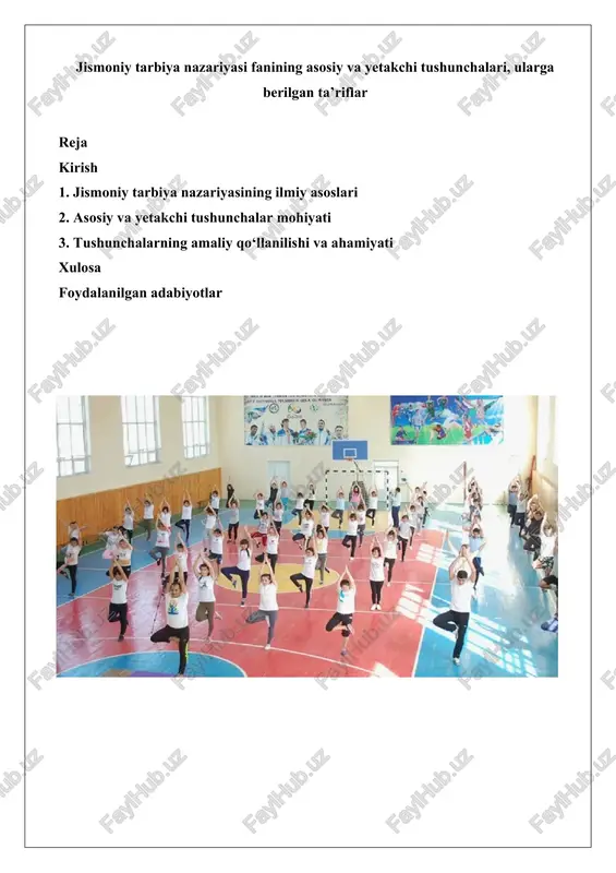 jismoniy tarbiya nazariyasi — DOCX