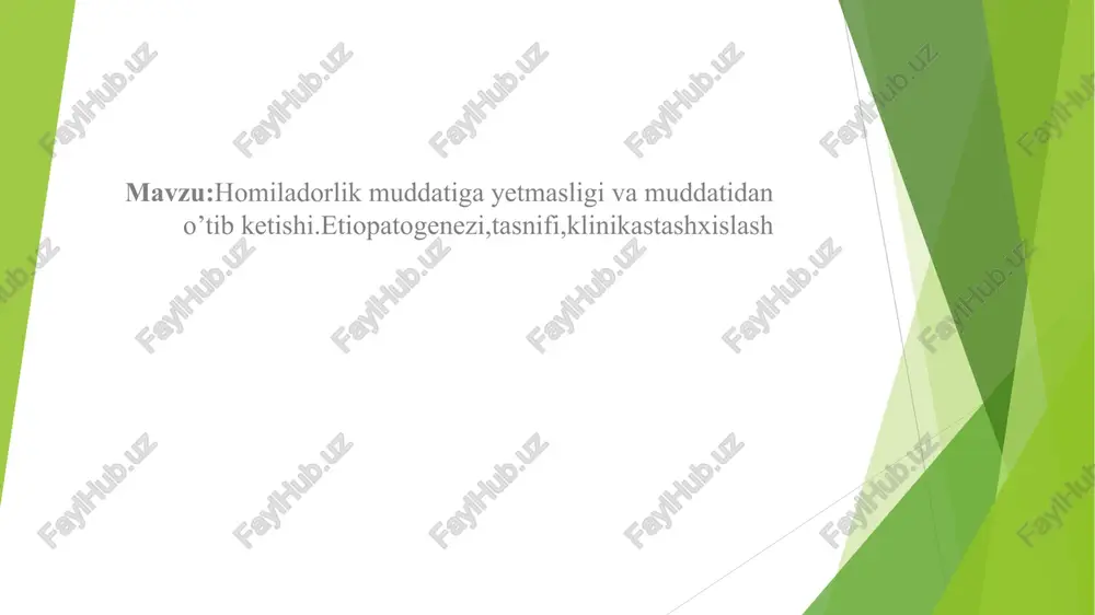 muddatidan oldingi tug'ruq — PPTX