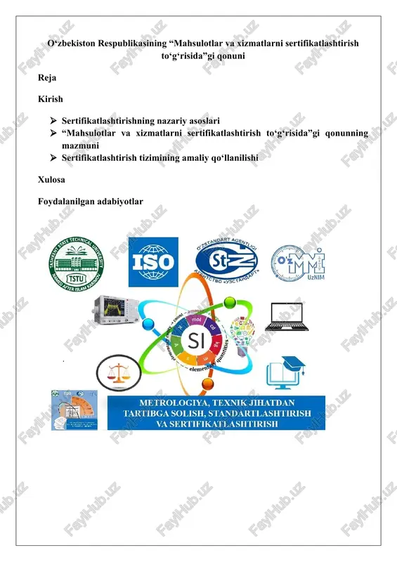 sertifikatlashtirishning mohiyati va ahamiyati — DOCX